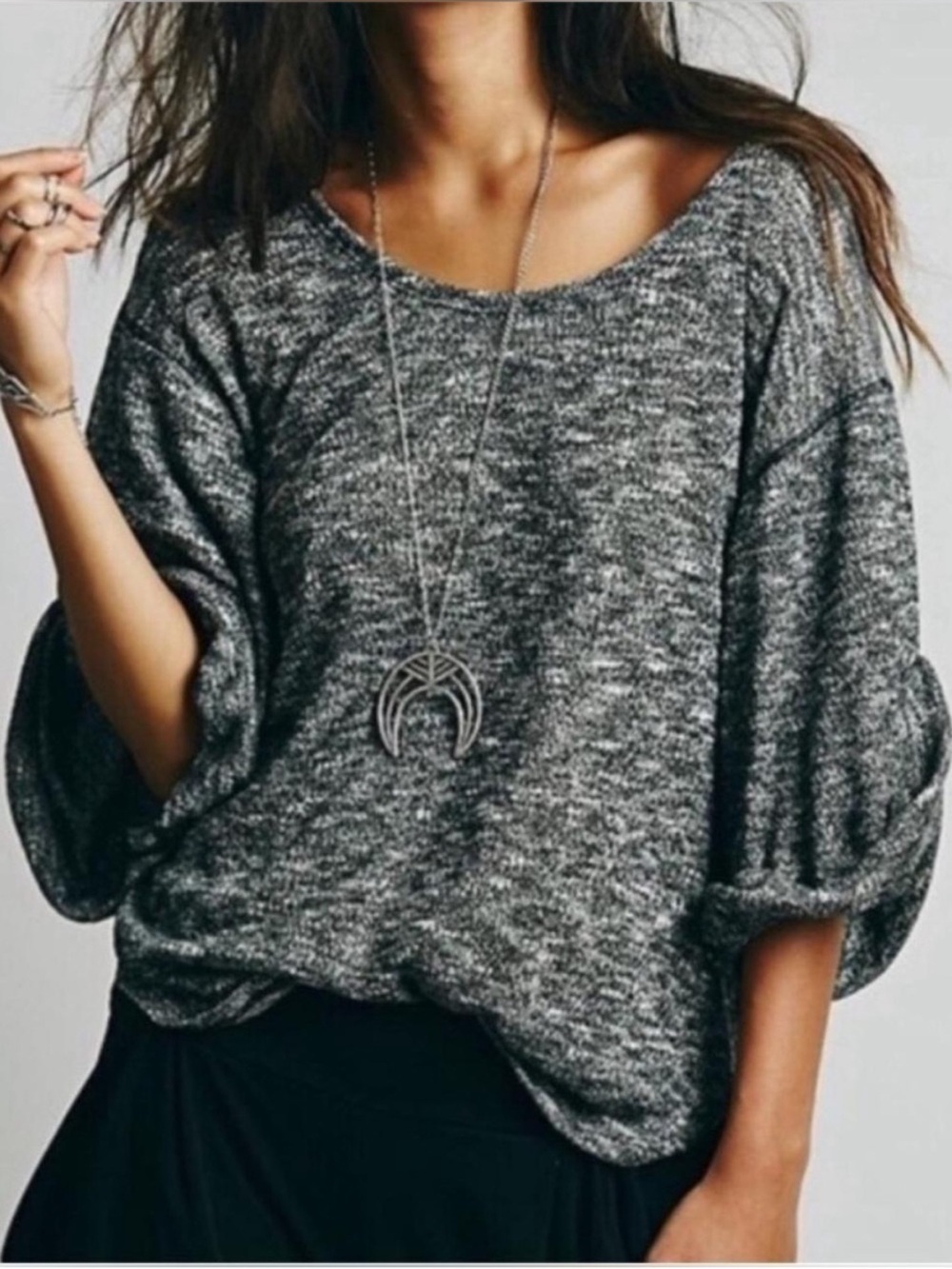 📦 Free People Beach Marled Grey Pullover Sweater